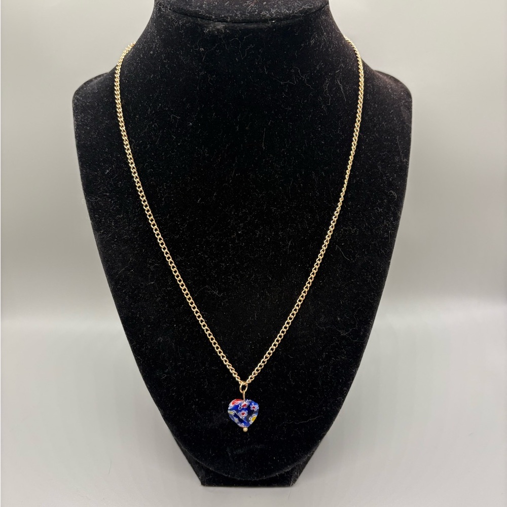 Hand Crafted Heart Pendant Necklace with Gold Chain